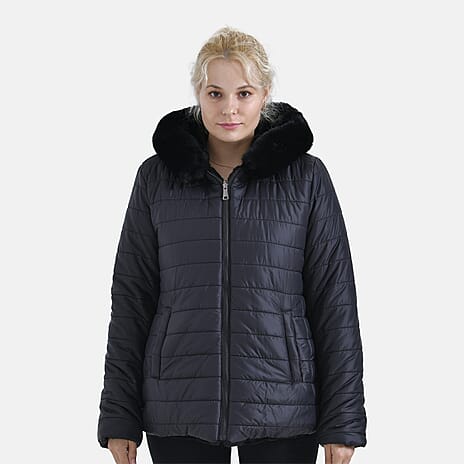 La Marey Reversible Coat with Hood (Size L) - Black