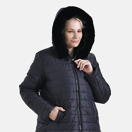 La Marey Reversible Coat with Hood (Size L) - Black