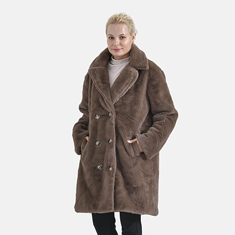 La Marey Plush Button-up Coat (Size S-M) - Brown