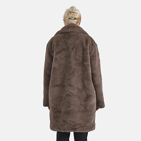 La Marey Plush Button-up Coat (Size S-M) - Brown