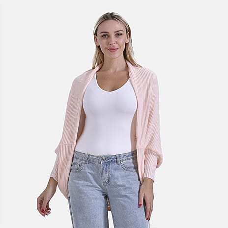 Styled by Oversized Batwing Sleeve Cardigan (One Size) - Light Peach