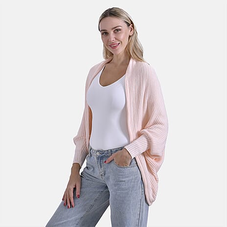 Styled by Oversized Batwing Sleeve Cardigan (One Size) - Light Peach
