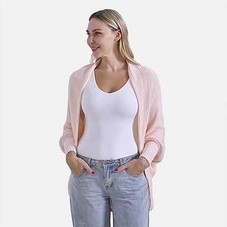 Styled by Oversized Batwing Sleeve Cardigan (One Size) - Light Peach