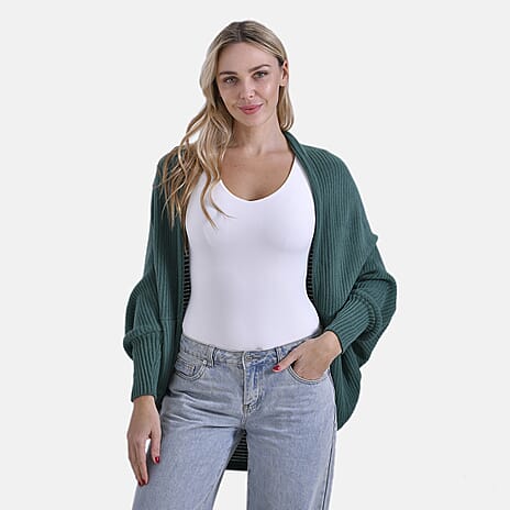 Styled by Oversized Batwing Sleeve Cardigan (One Size) - Green