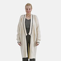 Tamsy Knitted Long Cardigan (Size 96x58cm) - Buttermilk Color