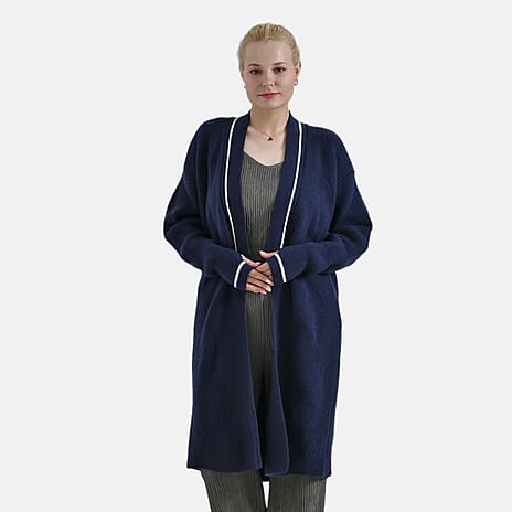 Tamsy Knitted Long Cardigan (Size 96x58 cm) - Navy