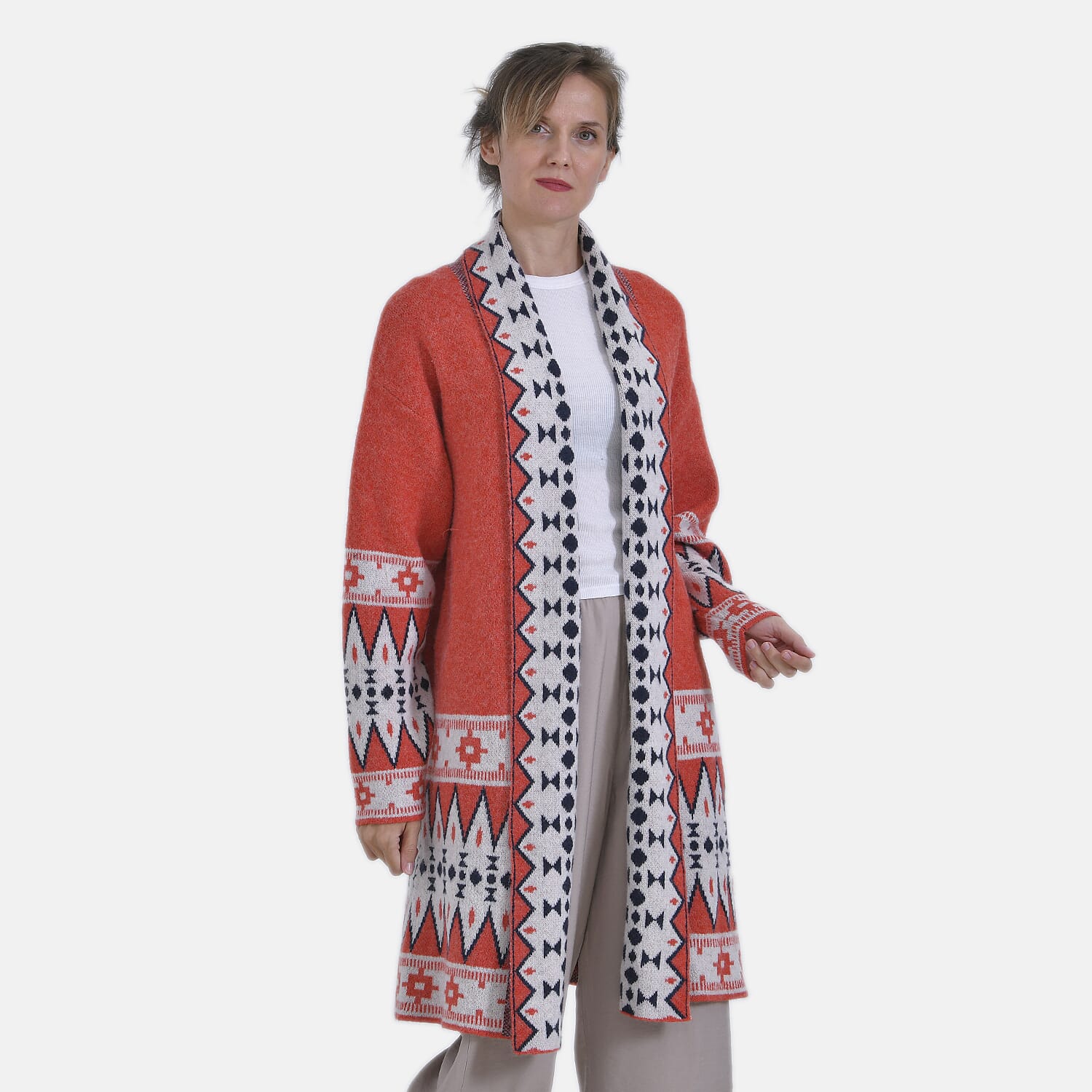 La Marey Bohemian style Solid Cardigan (8-20) - Red