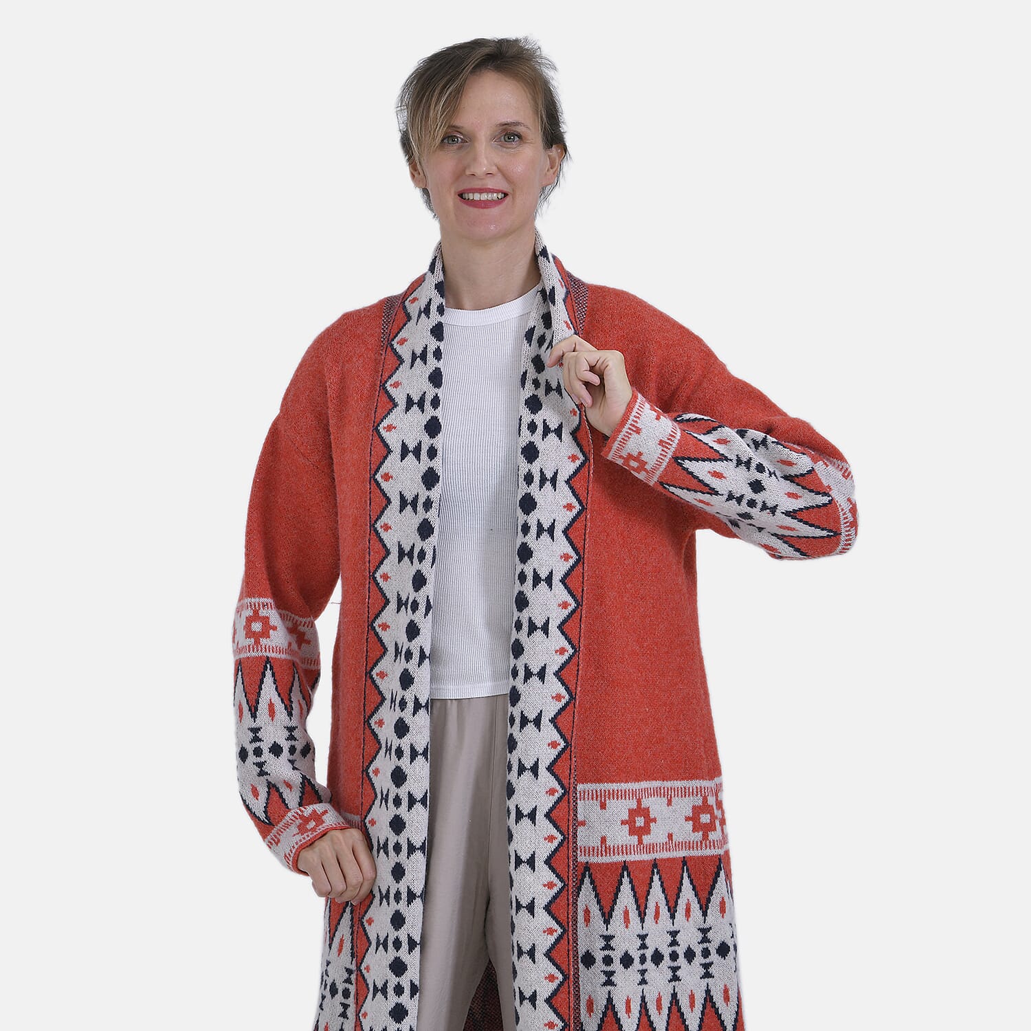 La Marey Bohemian style Solid Cardigan (8-20) - Red