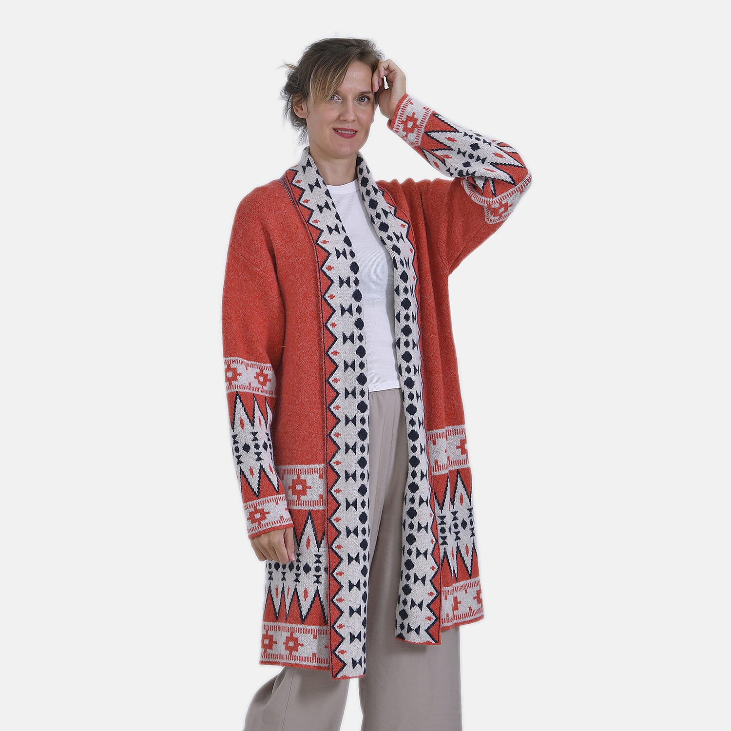 La Marey Bohemian style Solid Cardigan (8-20) - Red