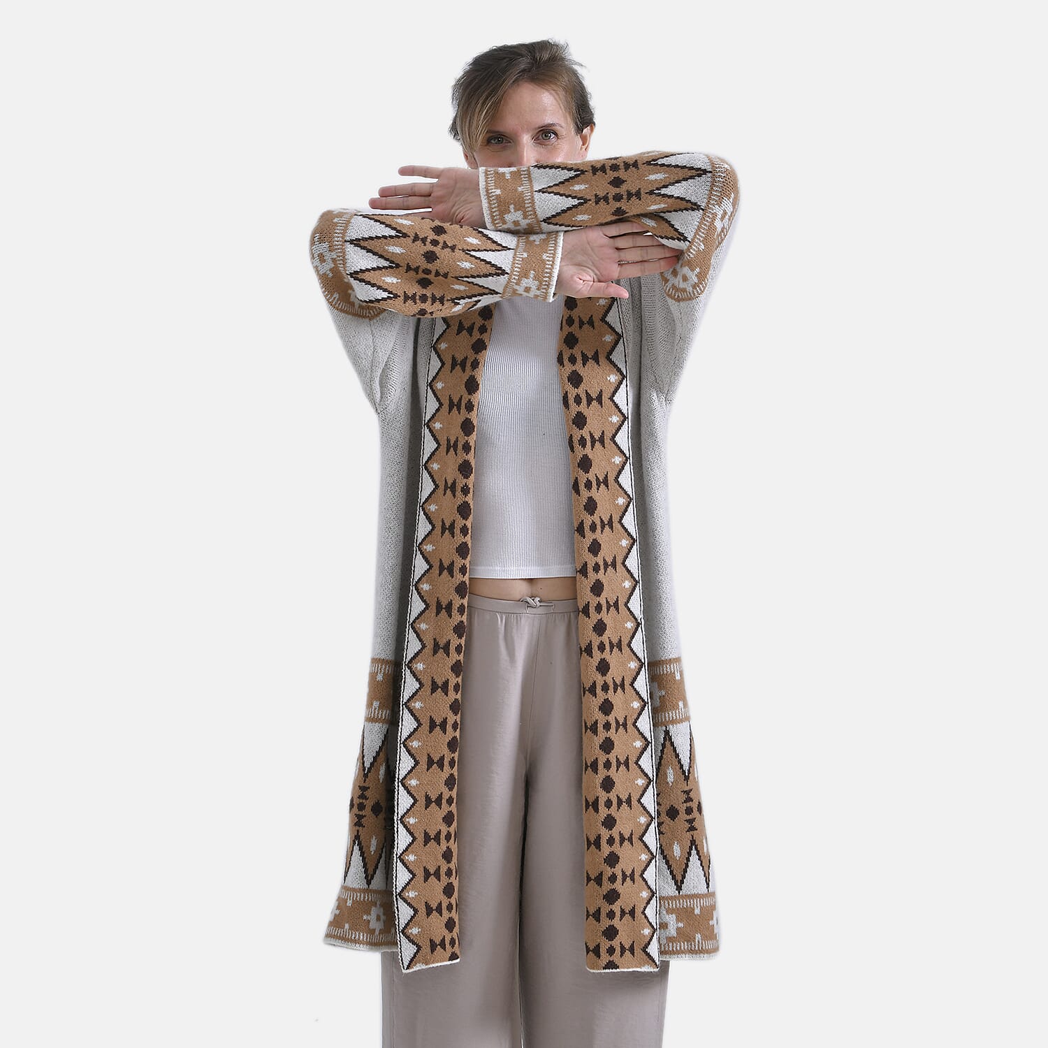 La Marey Bohemian style Solid Cardigan (8-20) - Brown