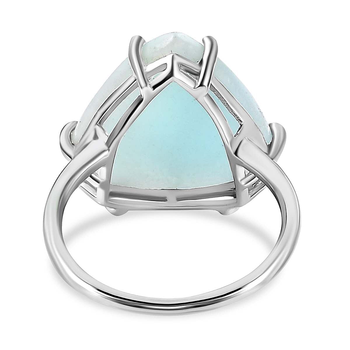 Chinese Blue Aragonite Solitaire Ring in Platinum Overlay Sterling Silver  7.44 Ct.