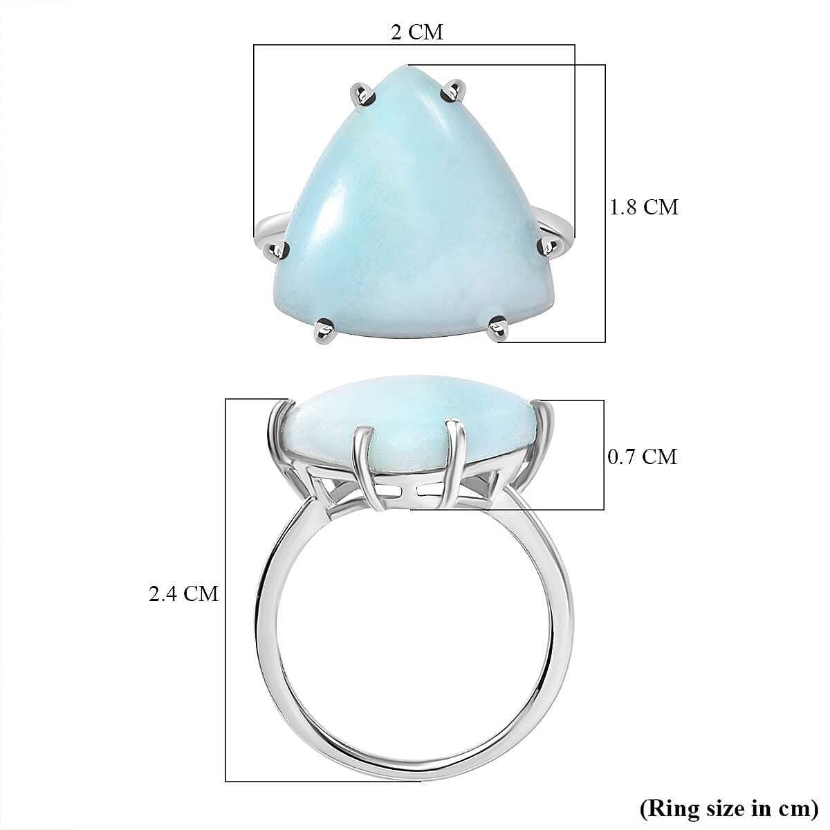 Chinese Blue Aragonite Solitaire Ring in Platinum Overlay Sterling Silver  7.44 Ct.