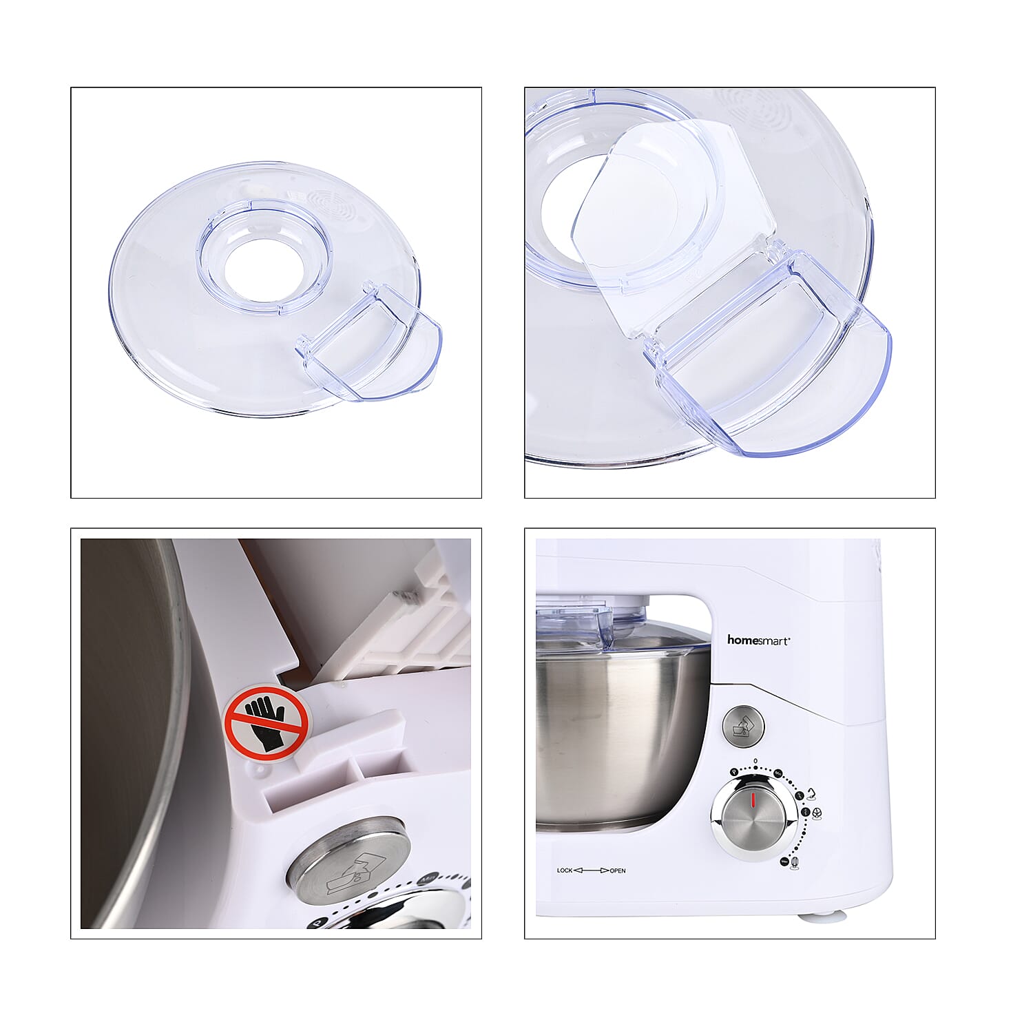 Multifunctional Electric Stand Mixer with 3 Attachments (4.5L stainless steel bowl , Power 800W) - White