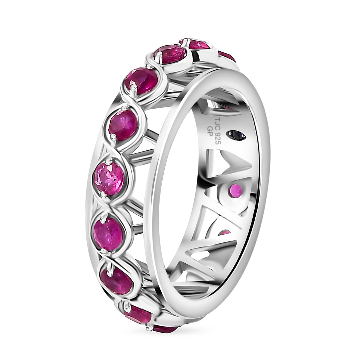 GP Art Deco Collection - Chakra Spinner Band Ring in Rhodium Overlay Sterling Silver