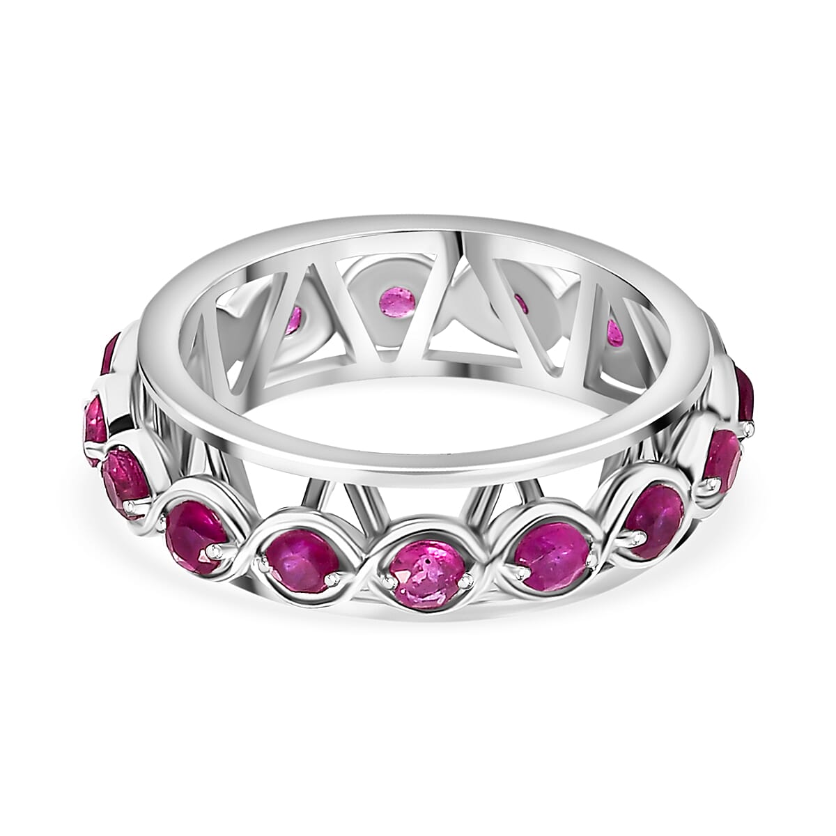 GP Art Deco Collection - Chakra Spinner Band Ring in Rhodium Overlay Sterling Silver