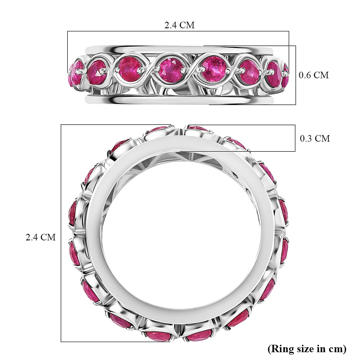 GP Art Deco Collection - Chakra Spinner Band Ring in Rhodium Overlay Sterling Silver