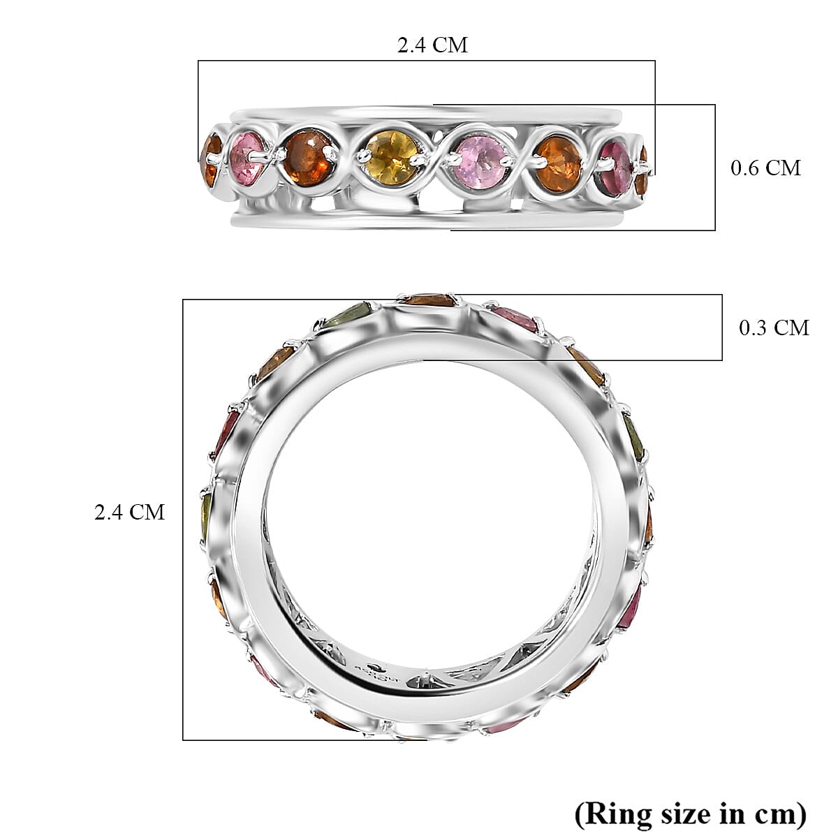 GP Art Deco Collection - Chakra Spinner Band Ring in Rhodium Overlay Sterling Silver