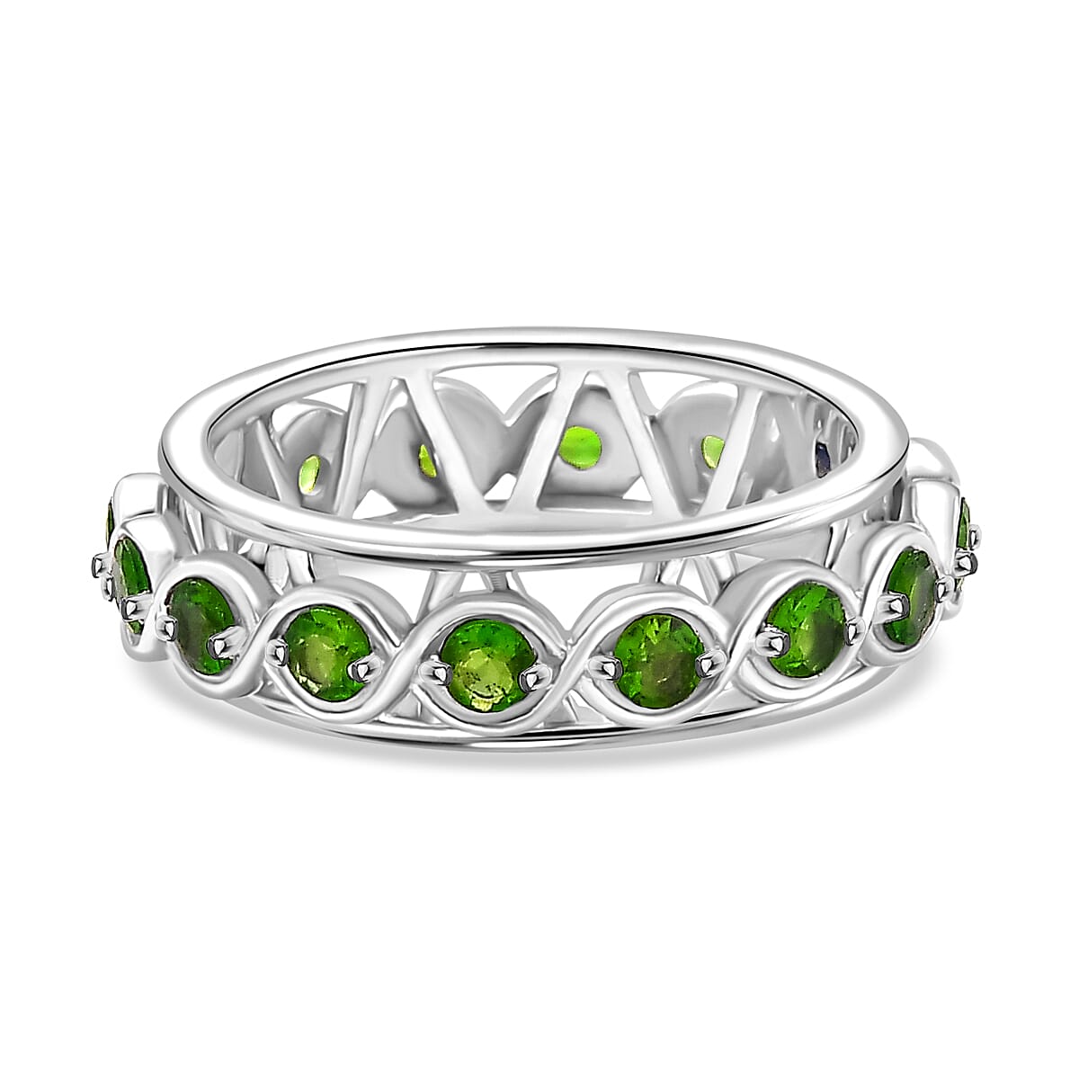GP Art Deco Collection - Chakra Spinner Band Ring in Rhodium Overlay Sterling Silver