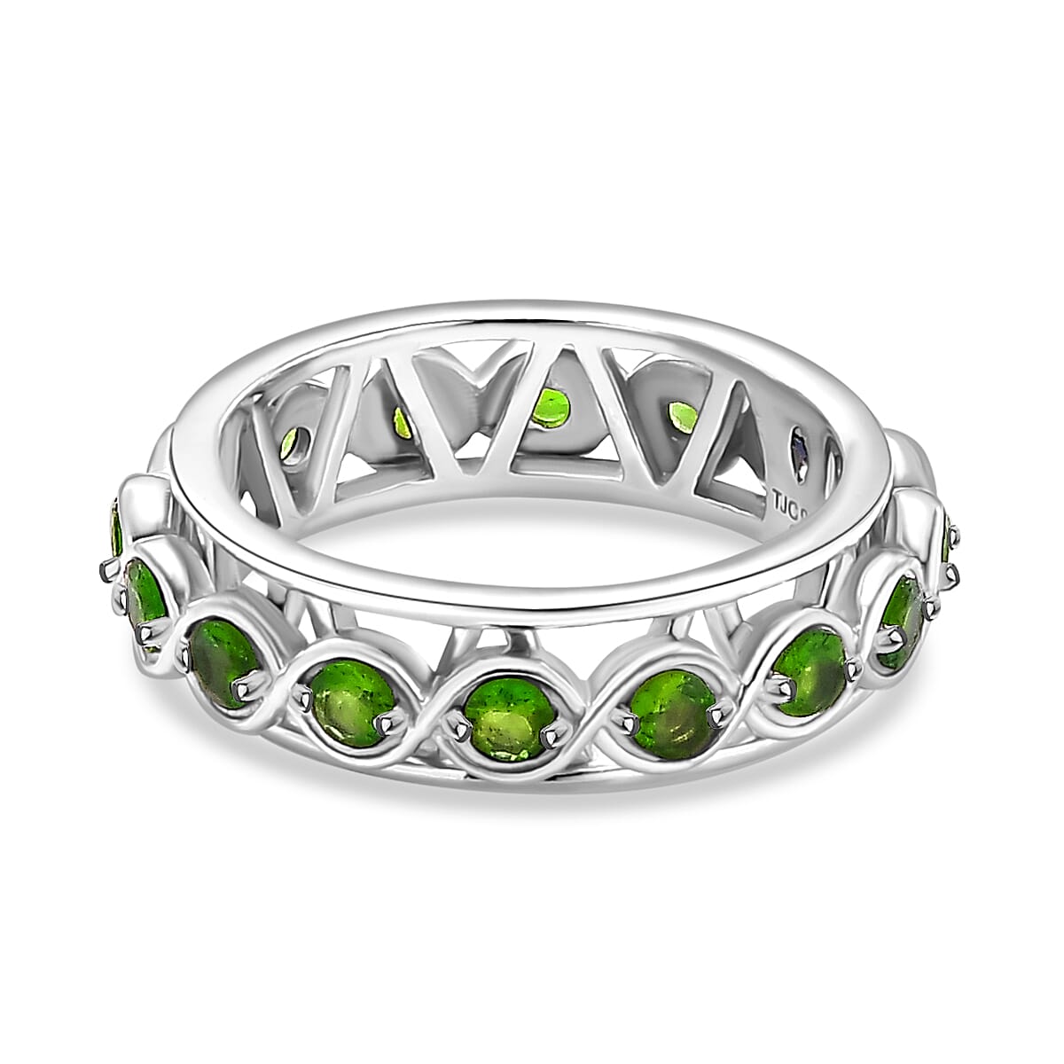 GP Art Deco Collection - Chakra Spinner Band Ring in Rhodium Overlay Sterling Silver