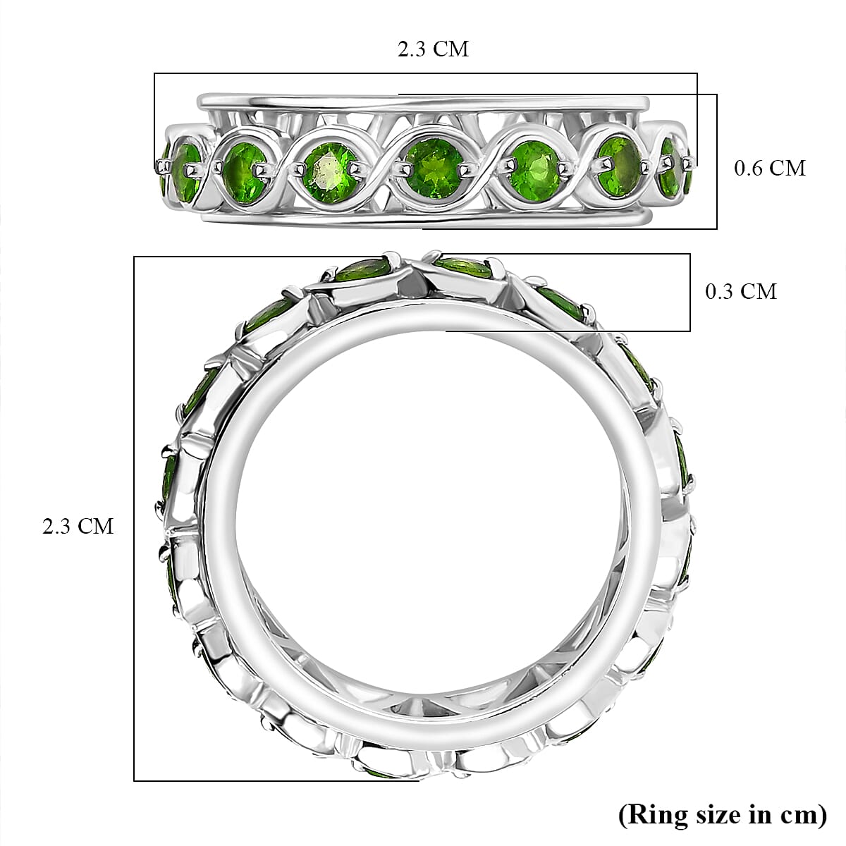 GP Art Deco Collection - Chakra Spinner Band Ring in Rhodium Overlay Sterling Silver