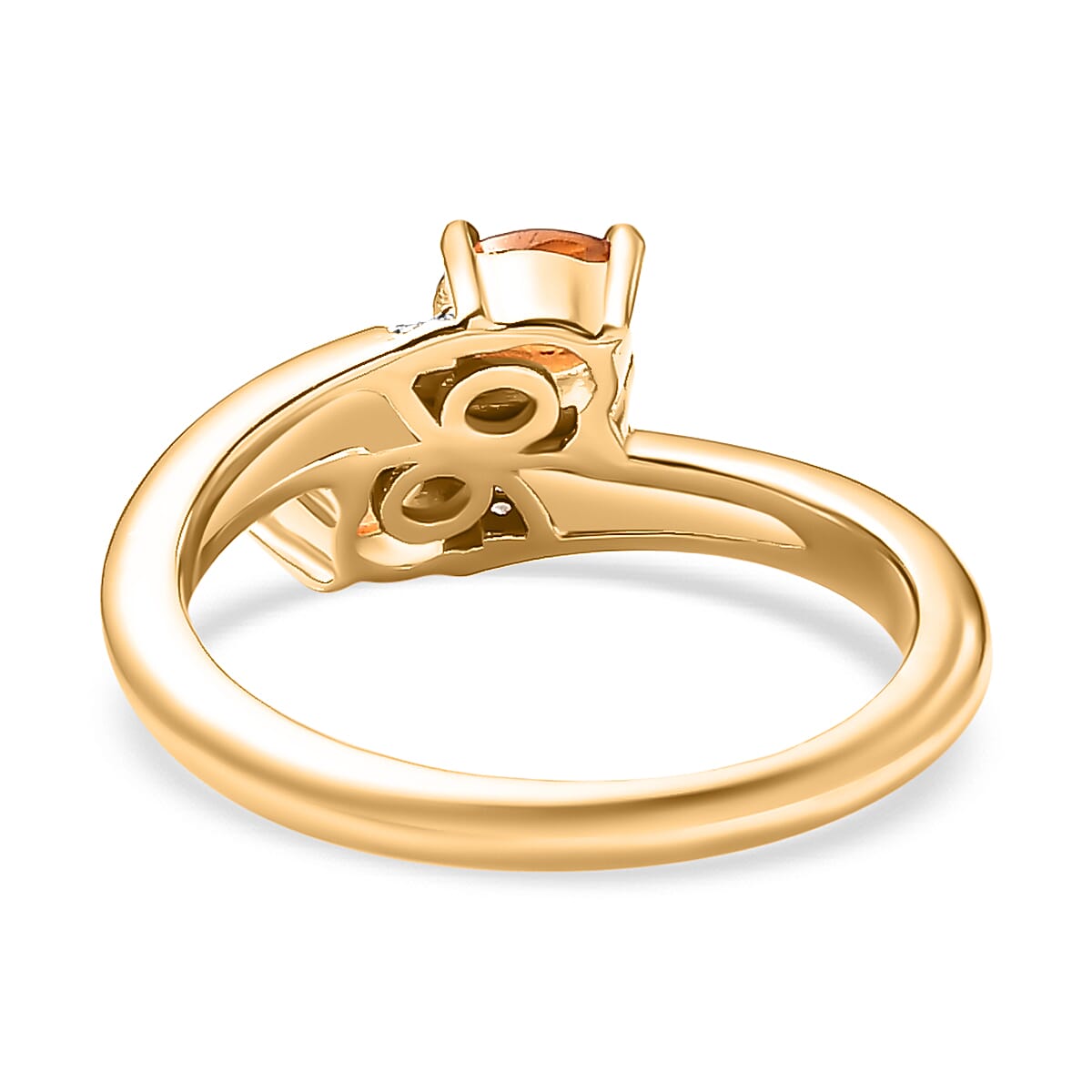 Nigerian Natural Spessartine Garnet,White Zircon Bypass Ring in 18K Vermeil Yellow Gold Plated Sterling Silver 1.21 Ct Nigerian Natural Spessartine Garnet,White Zircon Bypass Ring in 18K Vermeil Yellow Gold Plated Sterling Silver 1.21 Ct