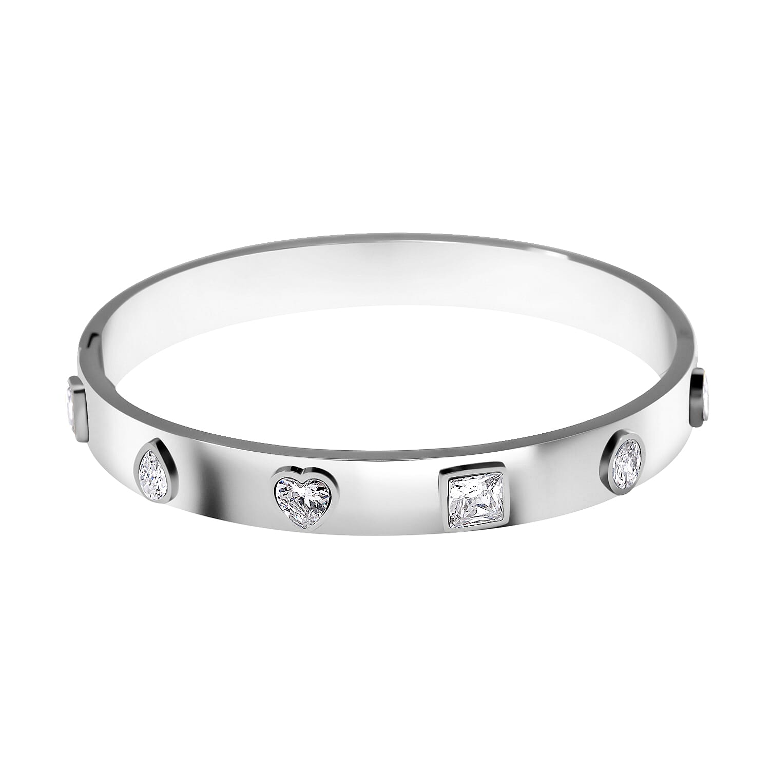 Cubic Zirconia Bangle (Size 7.5) - White