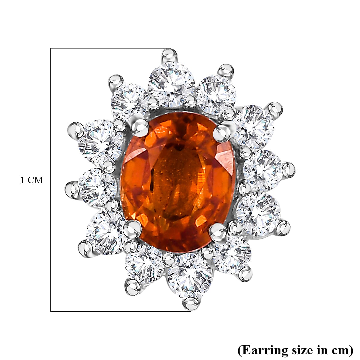 Spessartine Garnet & White Zircon Dangling Earring With Push Back in Rhodium Overlay Sterling Silver 1.66 Ct. Spessartine Garnet & White Zircon Dangling Earring With Push Back in Rhodium Overlay Sterling Silver 1.66 Ct.