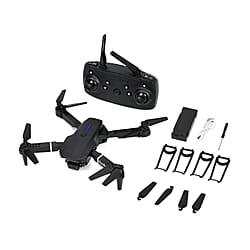 Remote Control Foldable Drone with Double Camera - Black