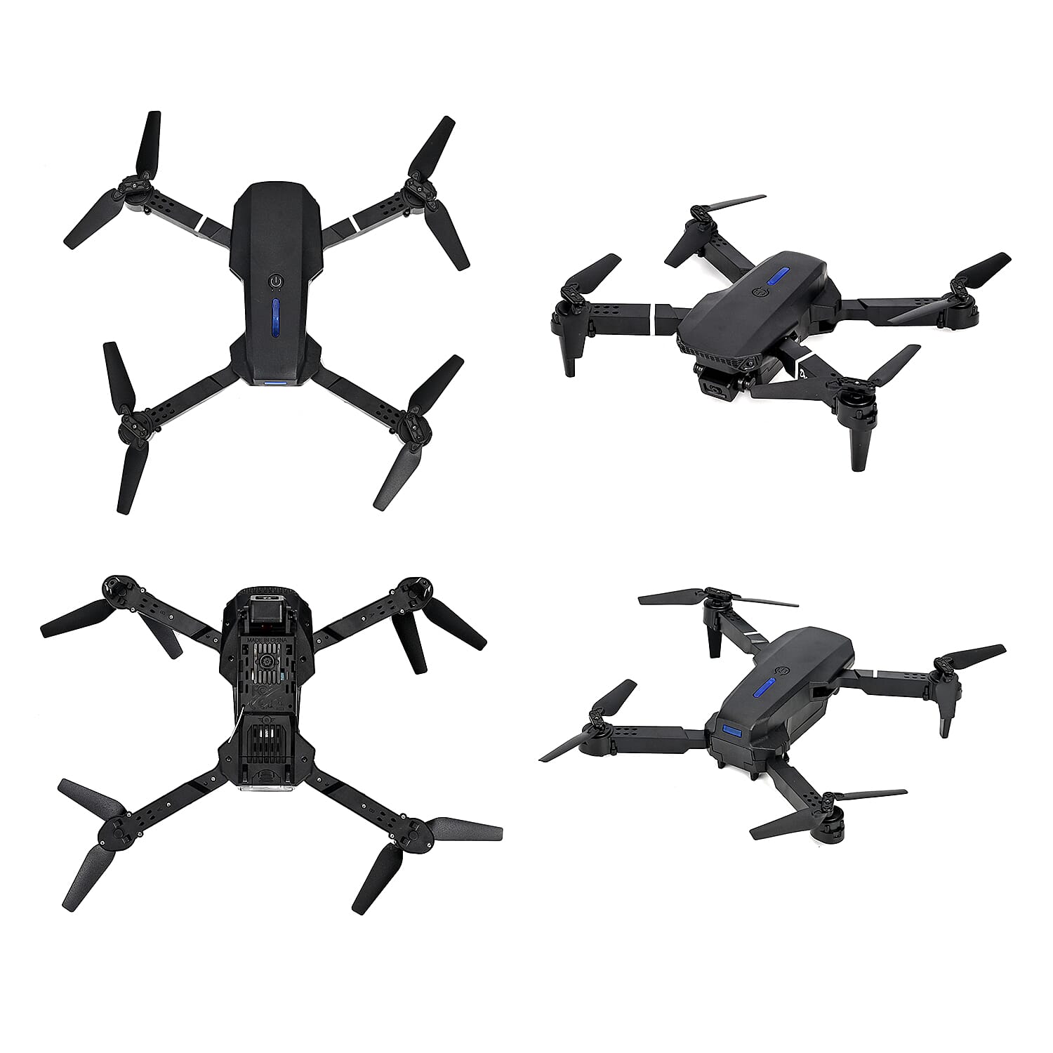 Remote Control Foldable Quad Drone with Double Camera - Black