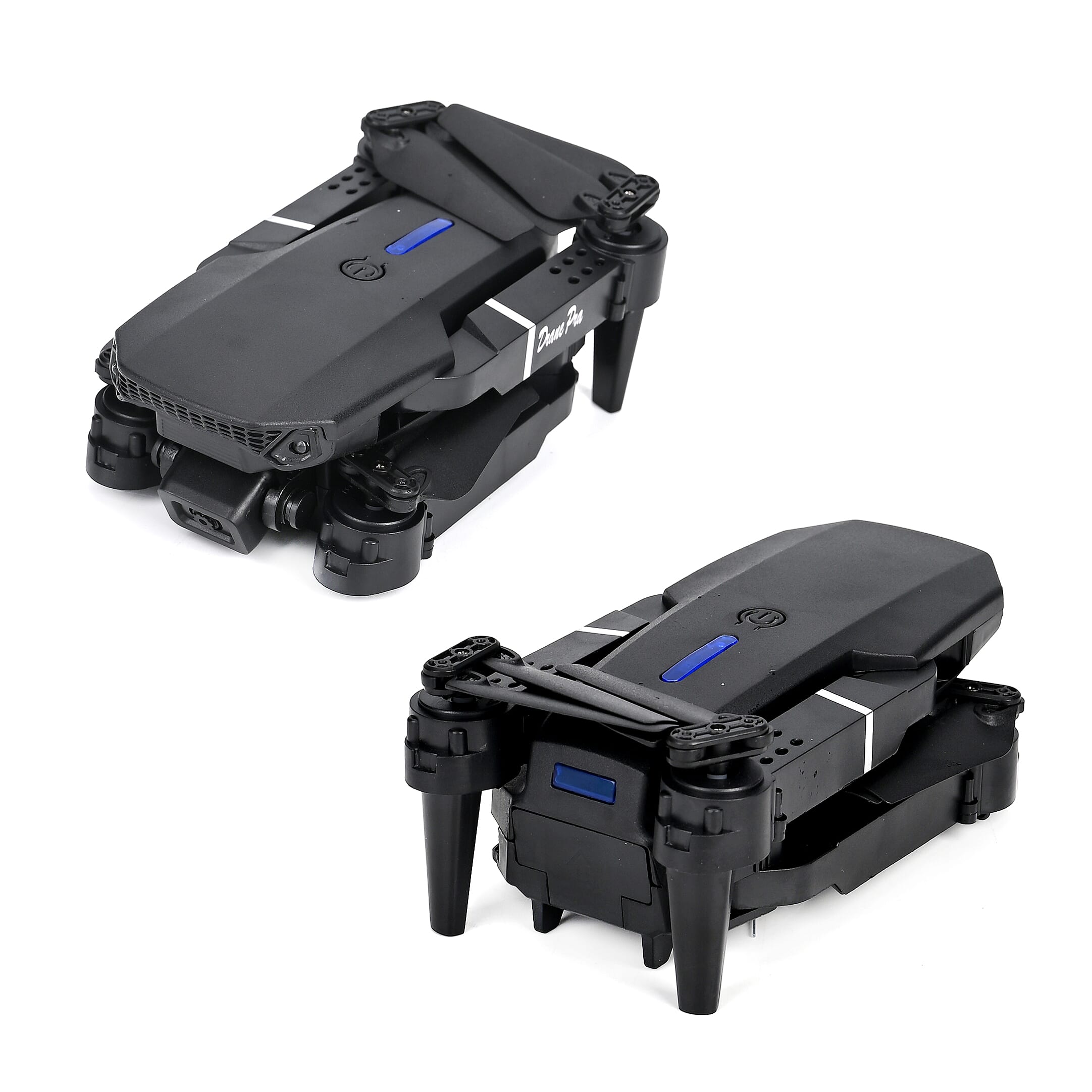 Remote Control Foldable Quad Drone with Double Camera - Black