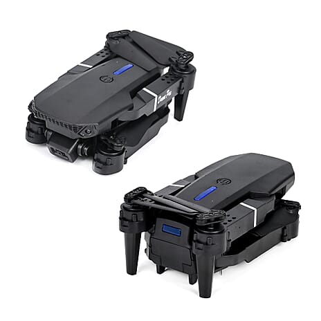 Remote Control Foldable Quad Drone with Double Camera - Black