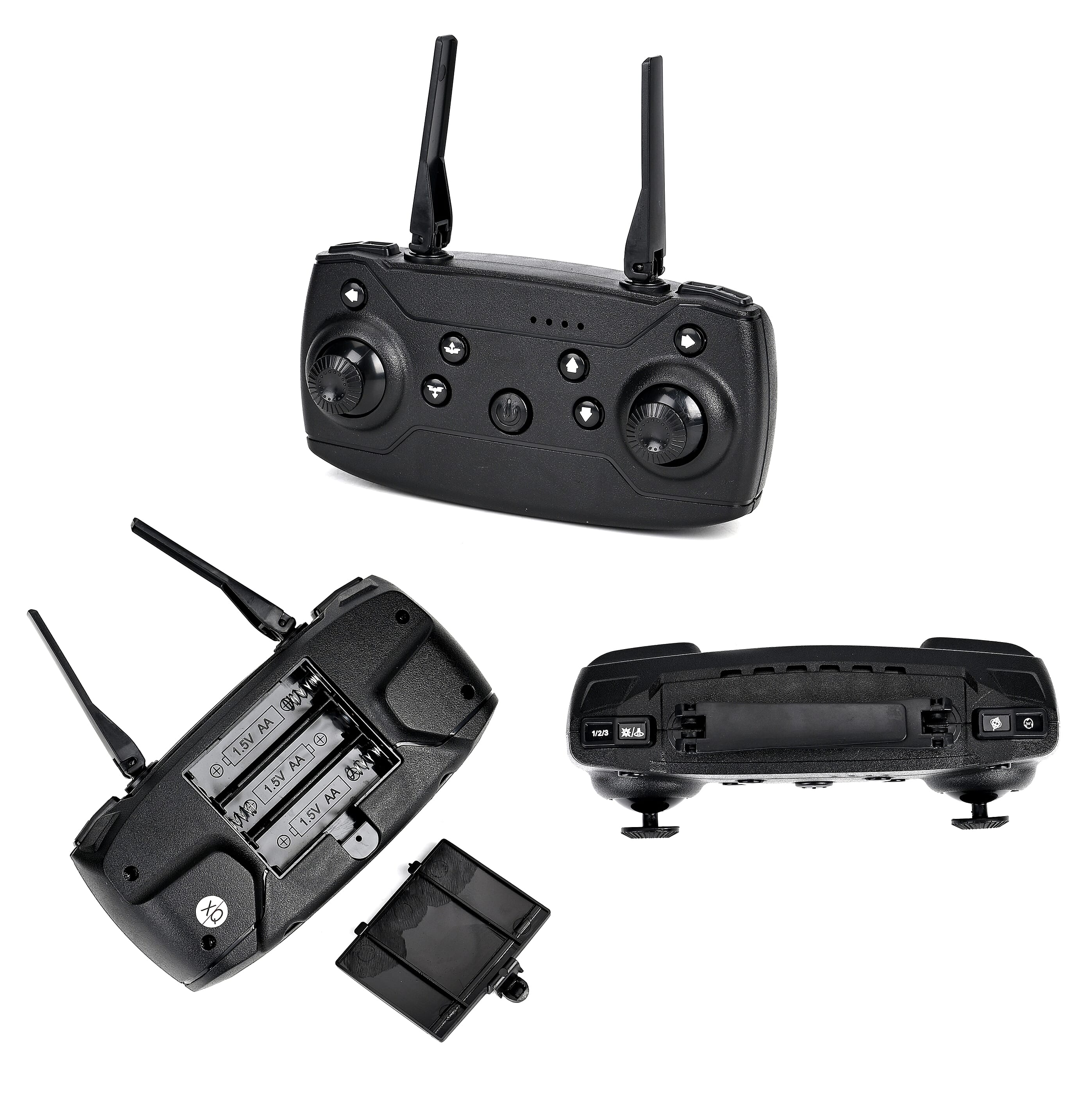 Remote Control Foldable Quad Drone with Double Camera - Black