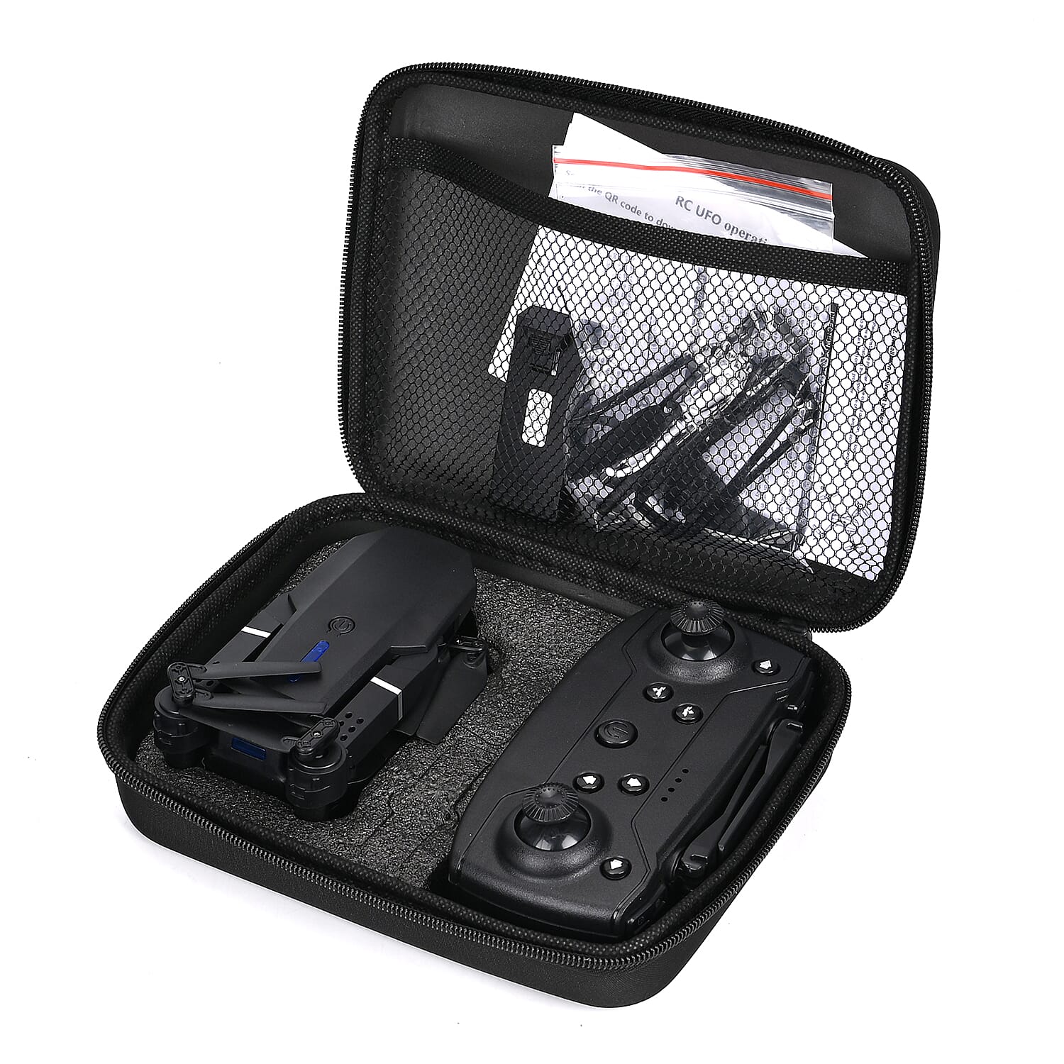 Remote Control Foldable Quad Drone with Double Camera - Black