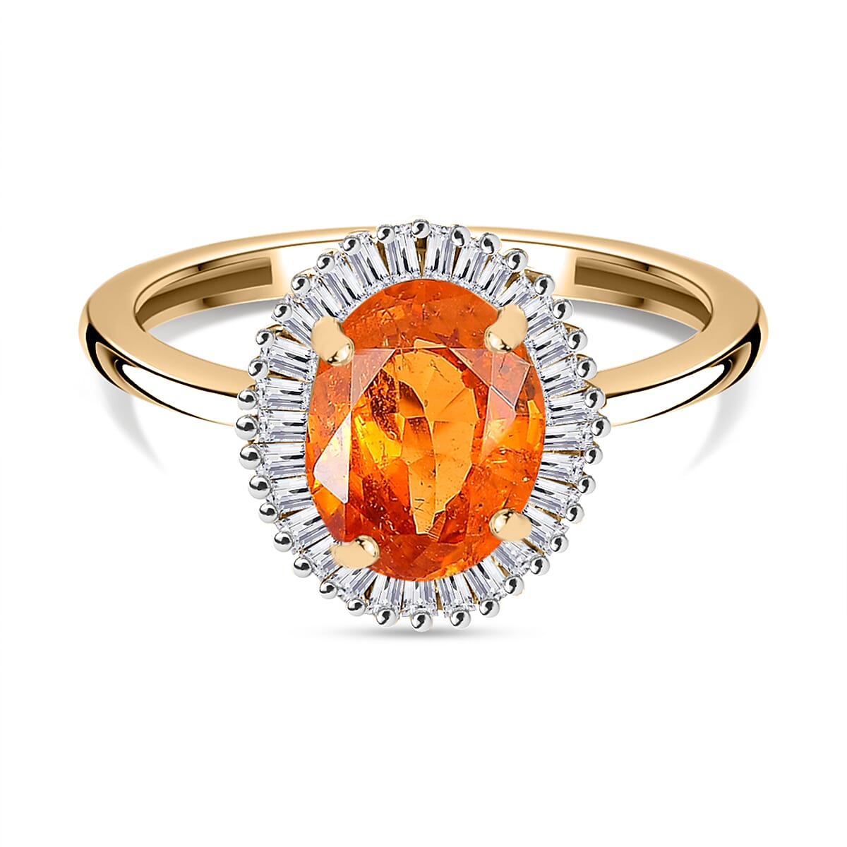 10k SOLID outlets Gold Yellow Citrine & Spessartite Garnet Ring