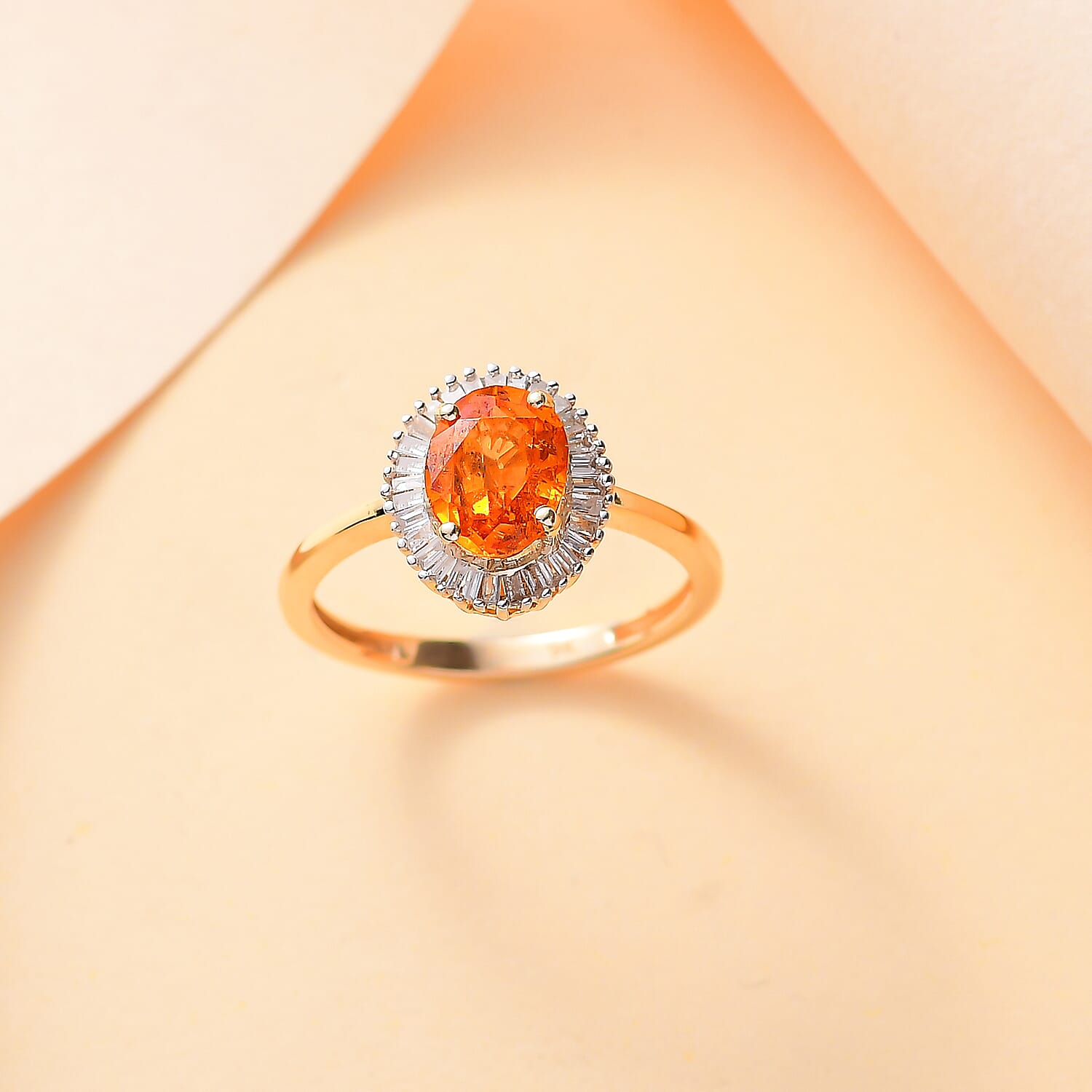 9K Yellow Gold Nigerian Natural AAA Spessartine Garnet 1.97 Ct.