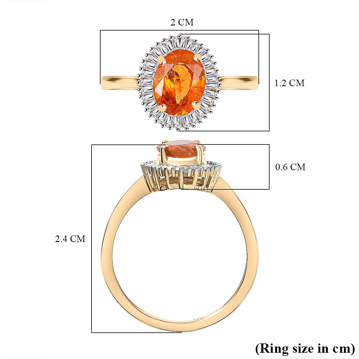 9K Yellow Gold Nigerian Natural AAA Spessartine Garnet 1.97 Ct.