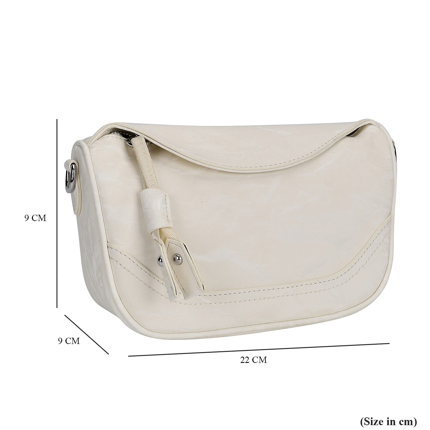 Genuine Leather Crossbody Bag with Long Shoulder Strap - Cream Genuine Leather Crossbody Bag with Long Shoulder Strap - Cream