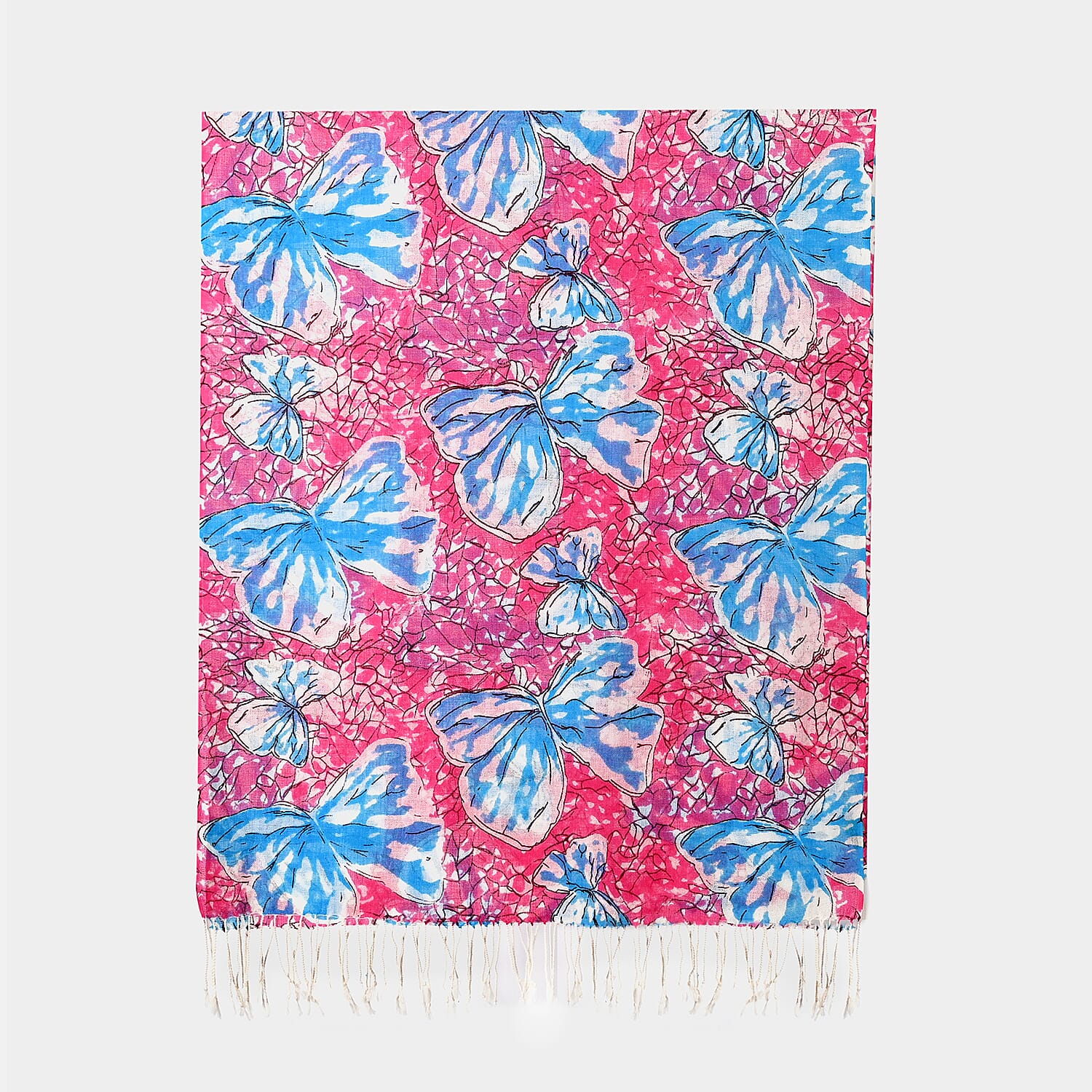 La Marey 100% MERINO Wool Scarf (size 61cm x 190 cm) - White & Blue La Marey 100% MERINO Wool Scarf (size 61cm x 190 cm) - White & Blue