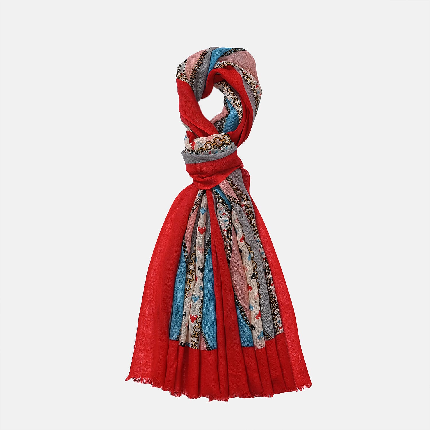 Material 100% Merion WoolL Size 65 x 180cm Red Base With Multi Color Pattern.