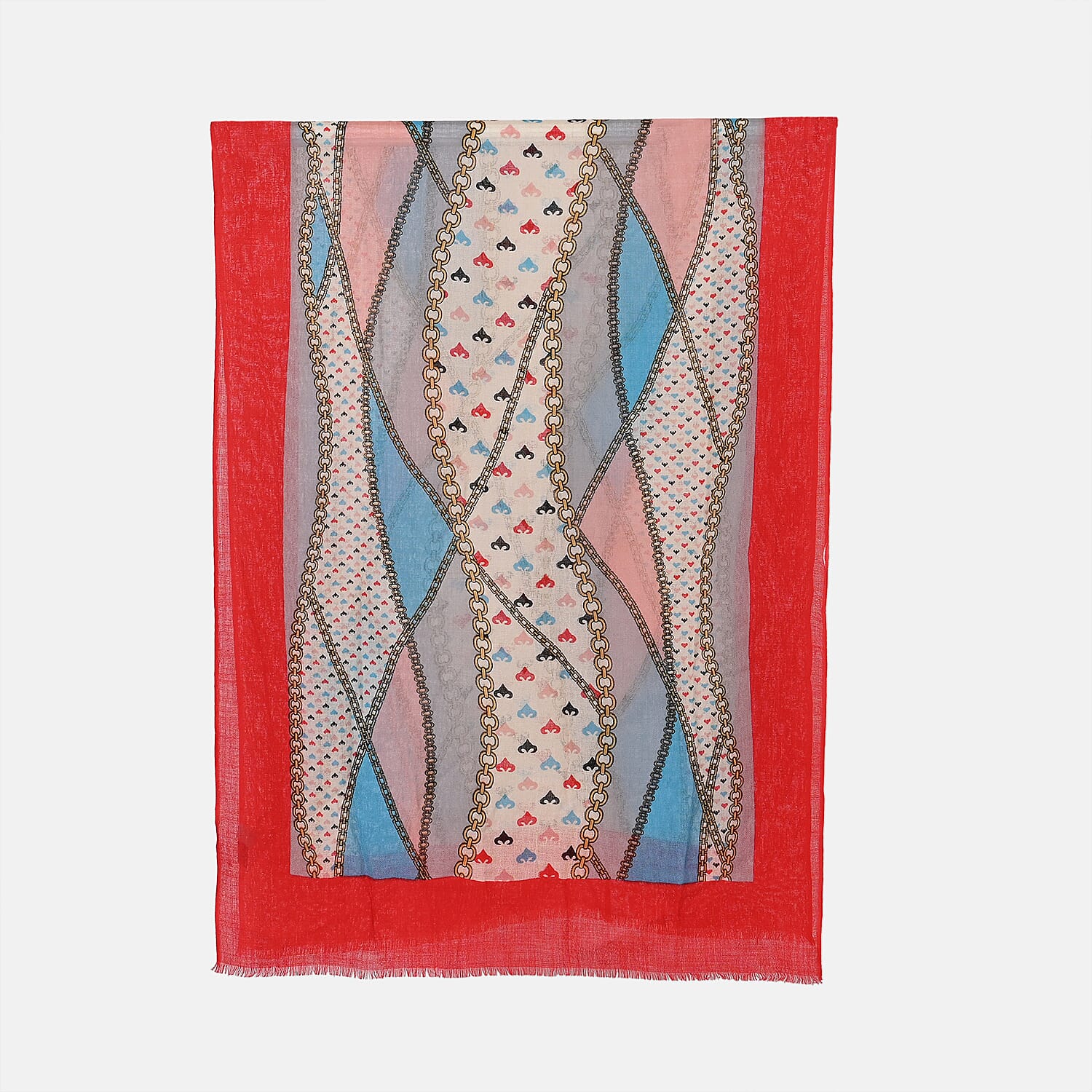 Material 100% Merion WoolL Size 65 x 180cm Red Base With Multi Color Pattern.