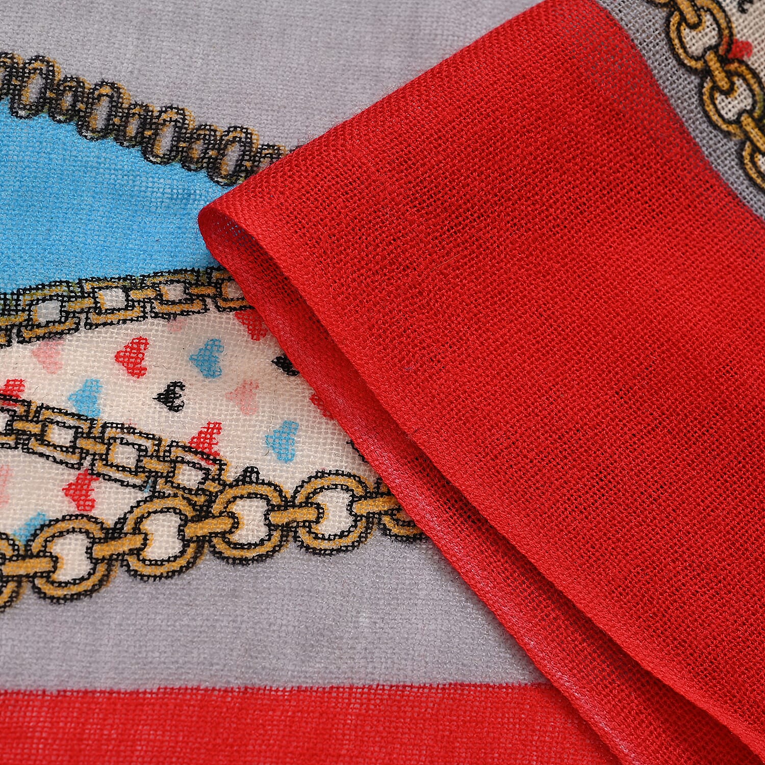 Material 100% Merion WoolL Size 65 x 180cm Red Base With Multi Color Pattern.