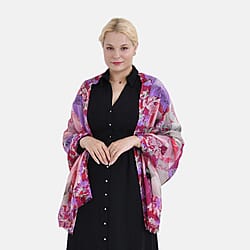 La Marey 100% MERINO Wool Scarf (size 61cm x 190 cm) - White & Blue