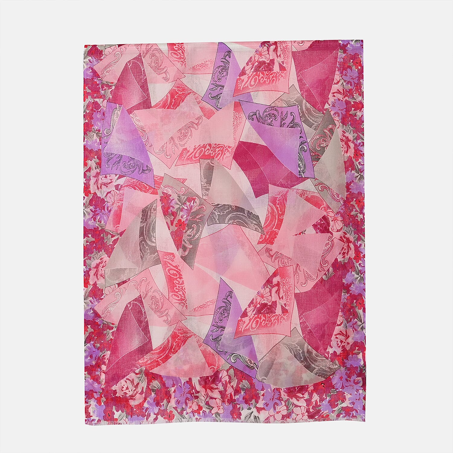 La Marey 100% MERINO Wool Scarf (size 61cm x 190 cm) - Purple & Pink Color.