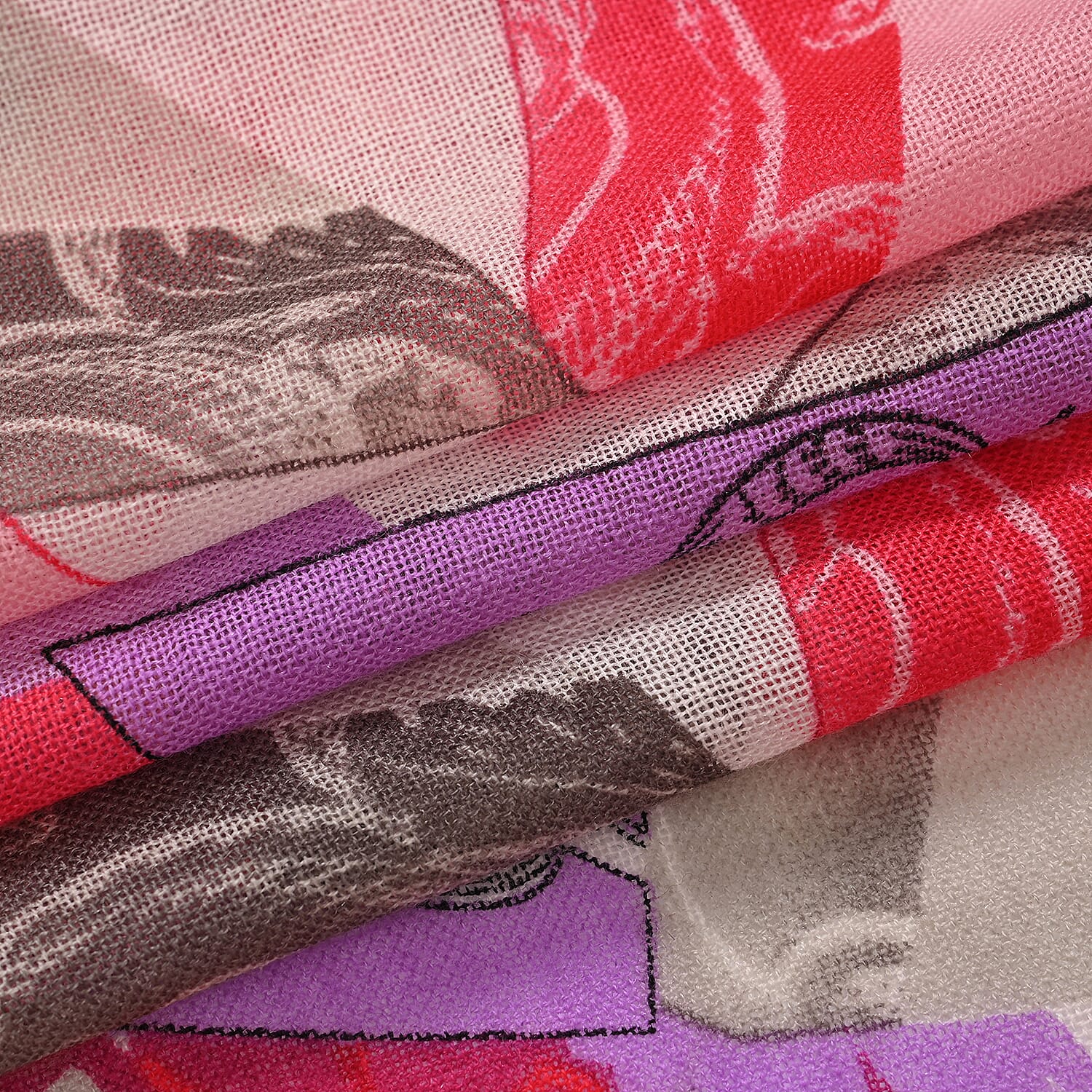 La Marey 100% MERINO Wool Scarf (size 61cm x 190 cm) - Purple & Pink Color.