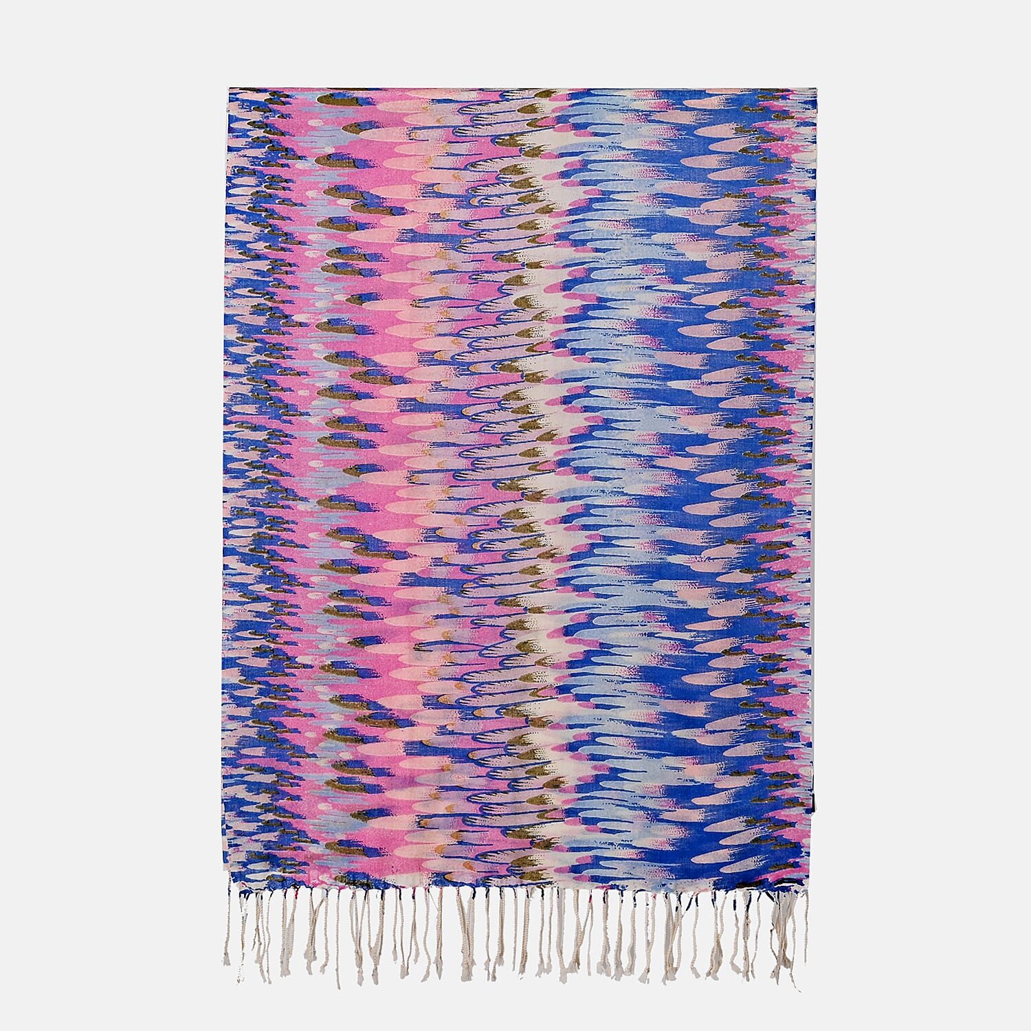 La Marey 100% MERINO Wool Scarf (size 61cm x 190 cm) - Pink & Blue Color.