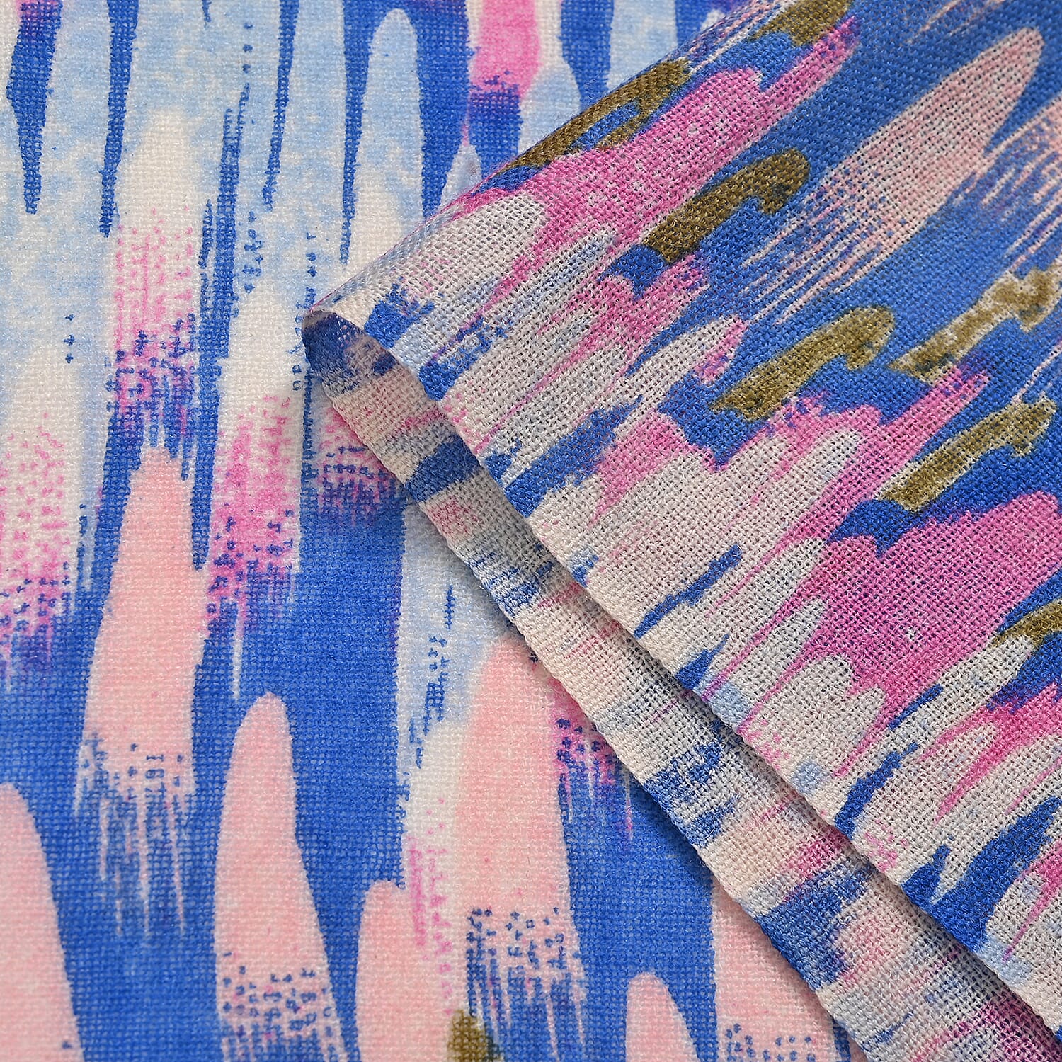 La Marey 100% MERINO Wool Scarf (size 61cm x 190 cm) - Pink & Blue Color.