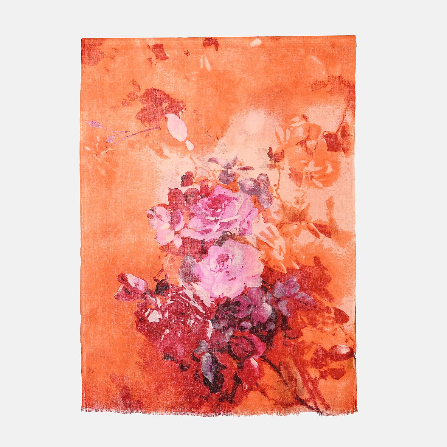 La Marey 100% MERINO Wool Scarf (size 61cm x 190 cm) - Orange With Multi Color.