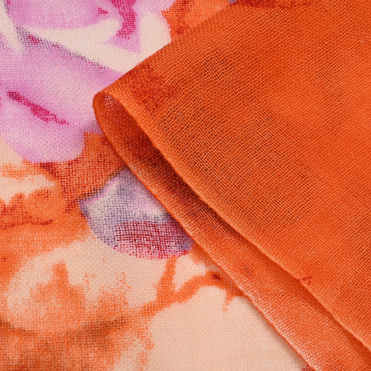 La Marey 100% MERINO Wool Scarf (size 61cm x 190 cm) - Orange With Multi Color.