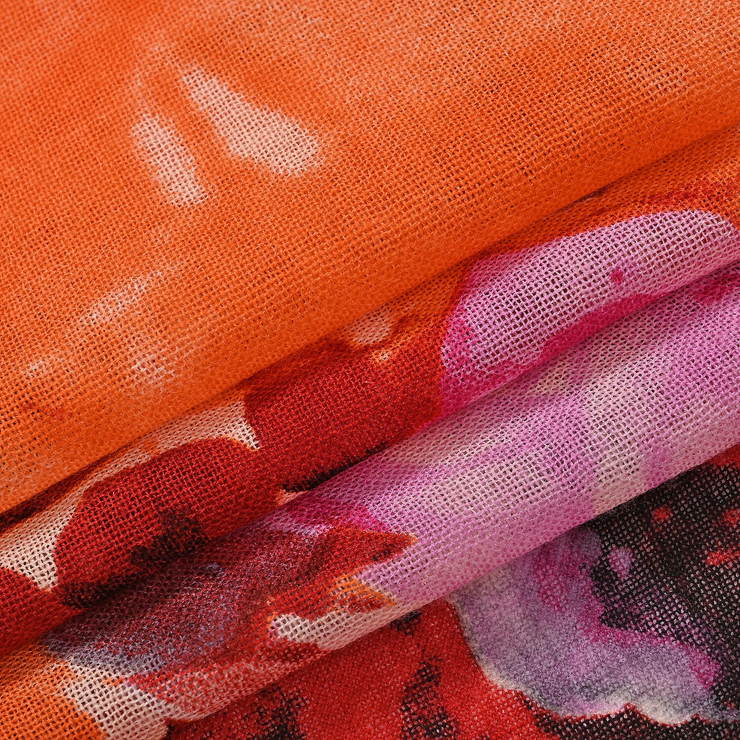 La Marey 100% MERINO Wool Scarf (size 61cm x 190 cm) - Orange With Multi Color.