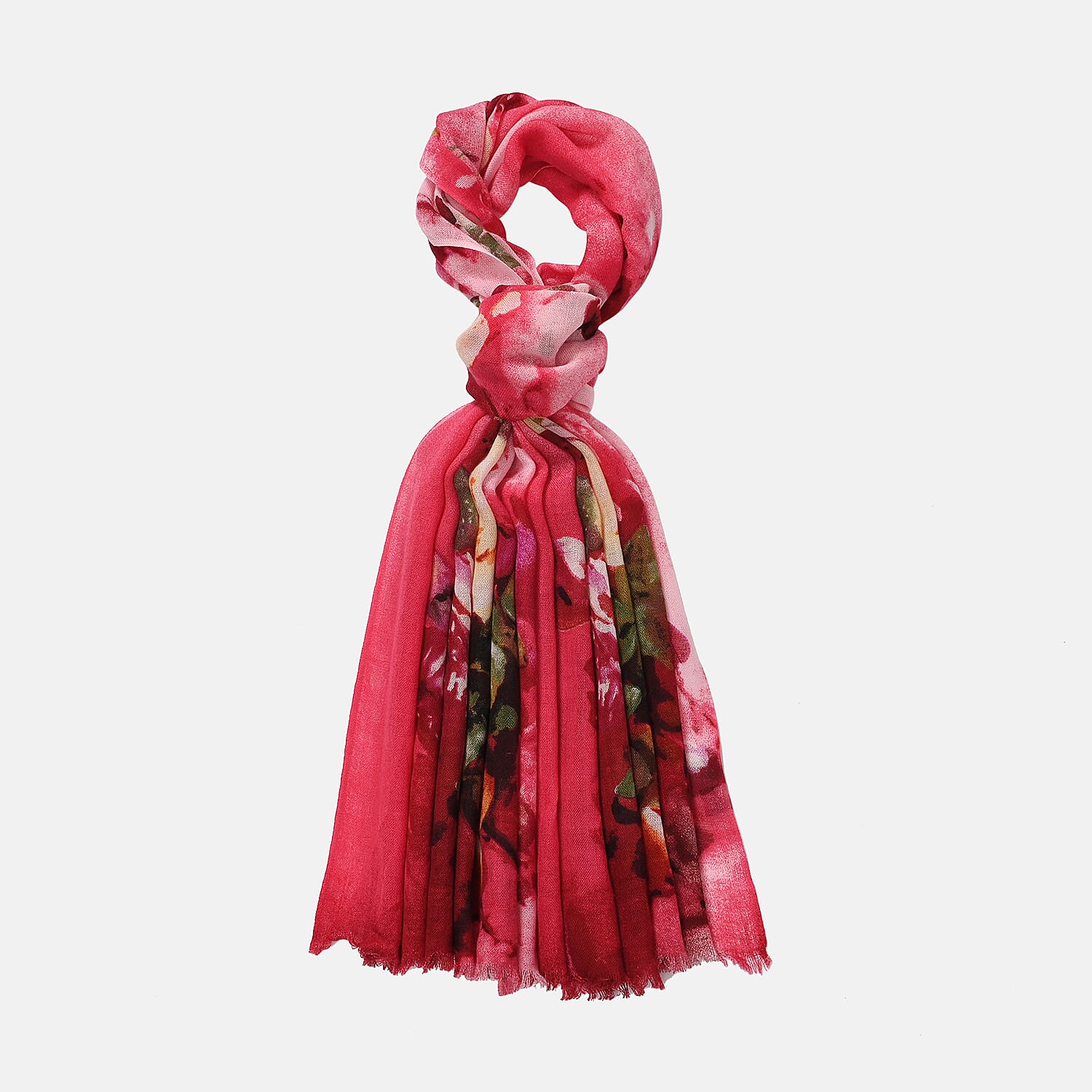 Material 100% Merino Wool size 65 x 180cm Pink BAse With Multi Color Flower.